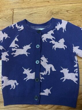 Tea Collection Girls 2-3 Unicorn Cardigan Purple Lavender Shimmer Sweater